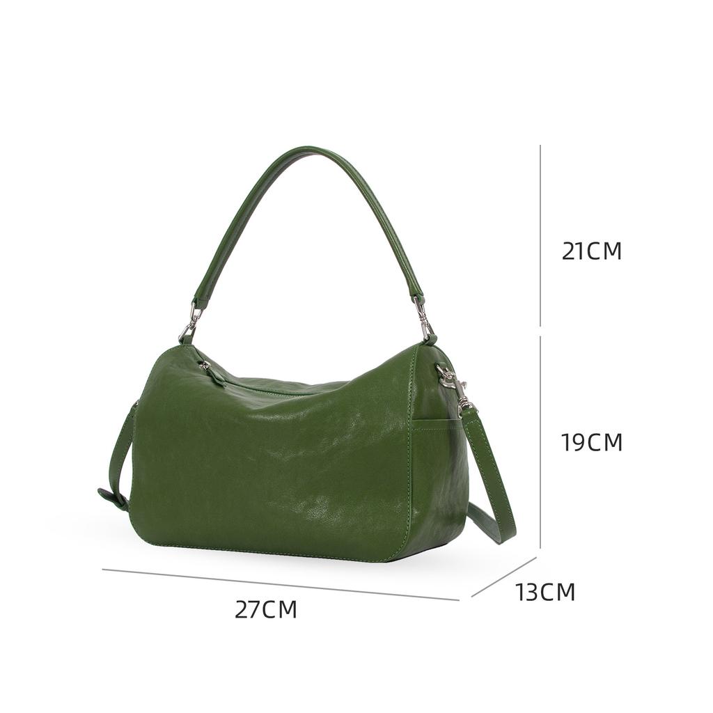 Vegetable Tanned Leather Premium Sense Commuter Shoulder Bag Simple Handbag Large Capacity Leather Light Luxury Retro Versatile Messenger Bag