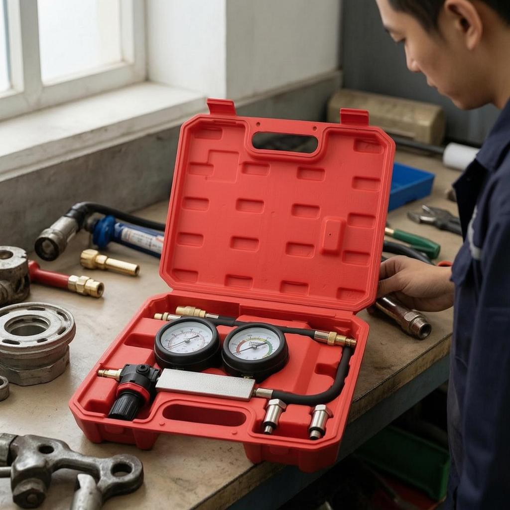 Cylinder Leakage Tester with Case Double Pressure Gauges Leak