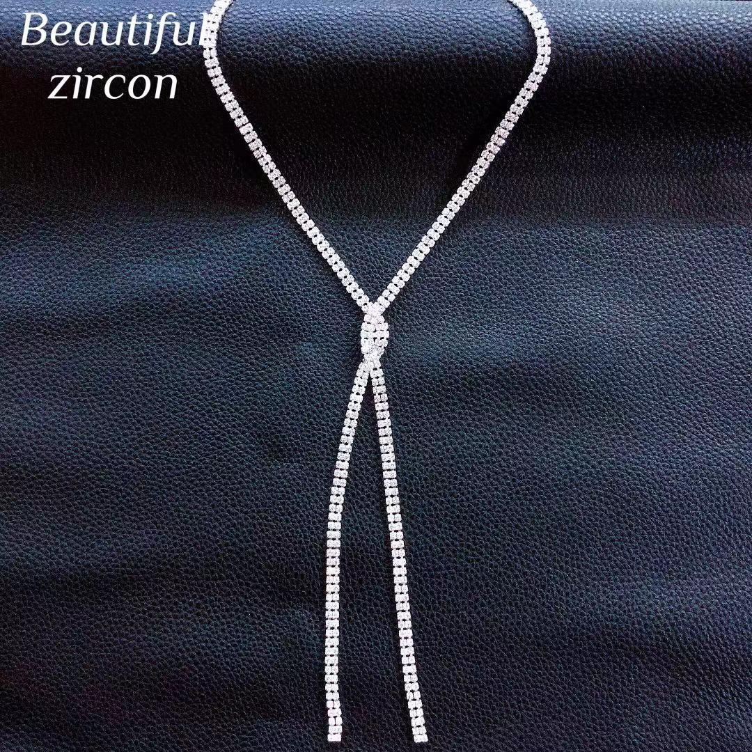 

Элегантное колье-чокер с кисточкой, полностью усыпанное сверкающими бриллиантами, для европейских и американских вечерних вечеринок серебряный