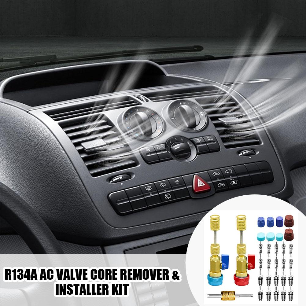 31 PCS Valve Core Quick Remover Installer Tool Set, High Low Pressure Coupler Valve R134a Ac Valve Core Remover & Installer Kit