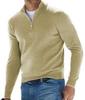 2025 Men's Casual Long Sleeve V-neck Fleece Zipper Polo Shirt