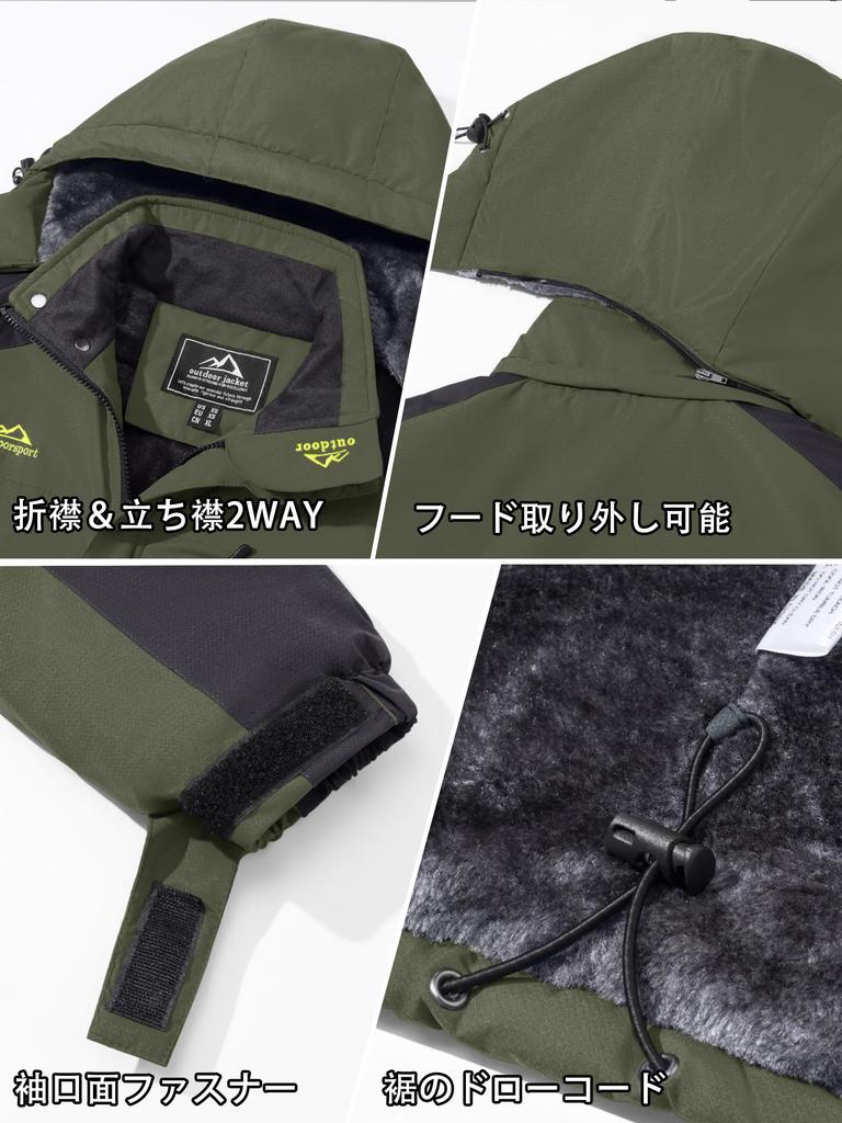 KEFITEVD Winter Hooded Outdoor Military Windproof and Mountain Parka for and Warm Winter Size L Men's Jacket, Fleece-Lined Jacket, Waterproof, Hiking,