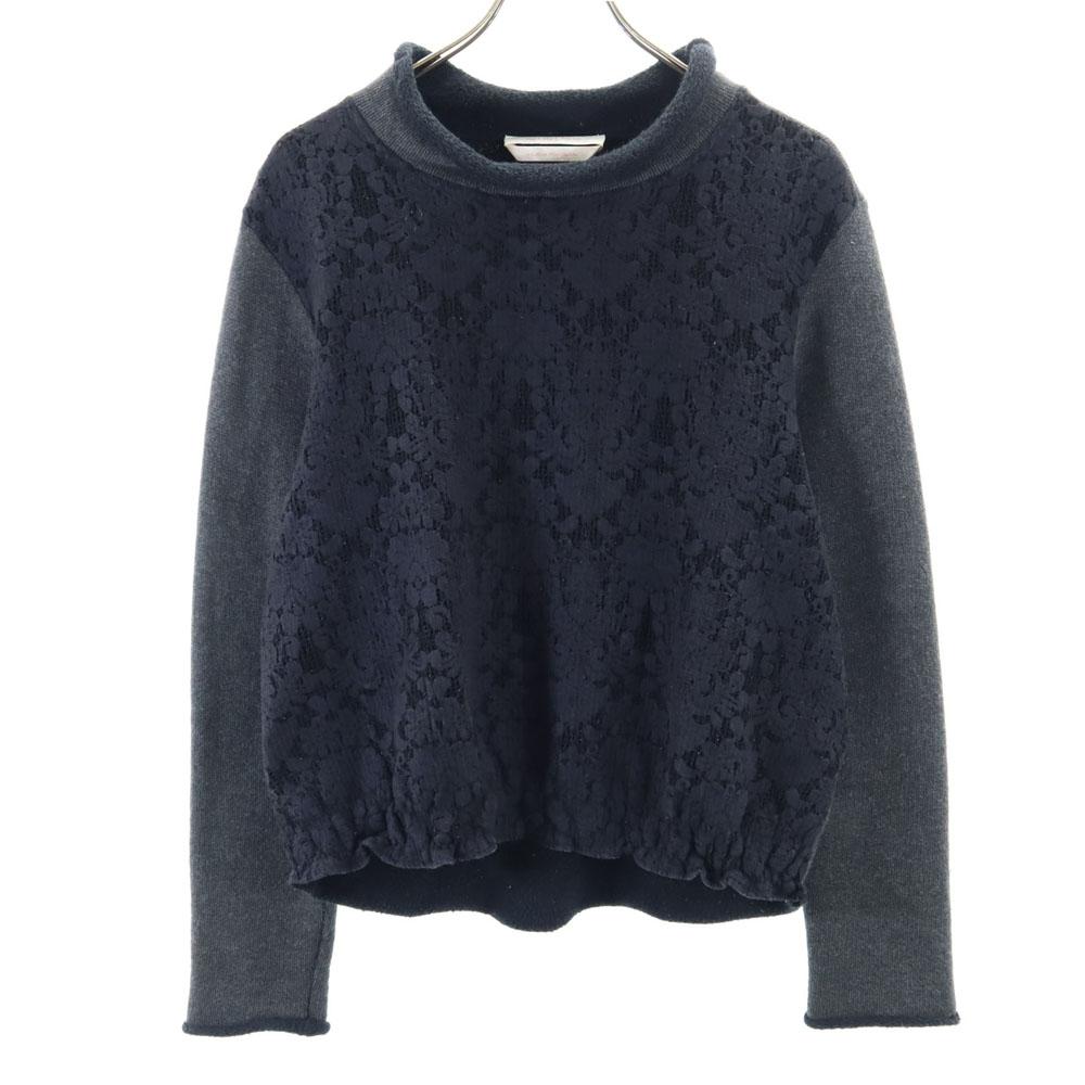 

SEE BY CHLOE Свитер из хлопкового трикотажа с длинным рукавом XS Серый x темно-синий Женский Б/у