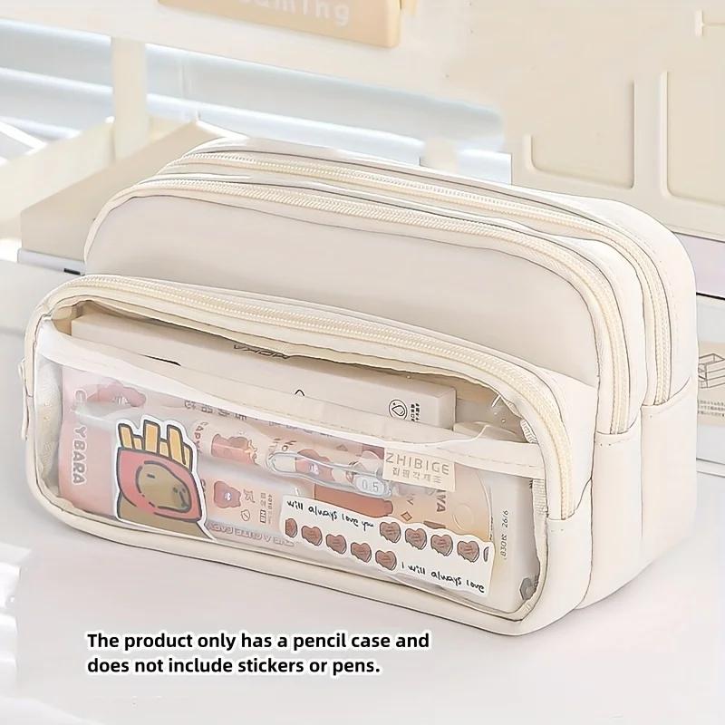 1PCNew Large Capacity Stationery Bag, Stationery Pencil Steel Pen Storage Bag, Pencil Case, Portable Cosmetic Storage Bag