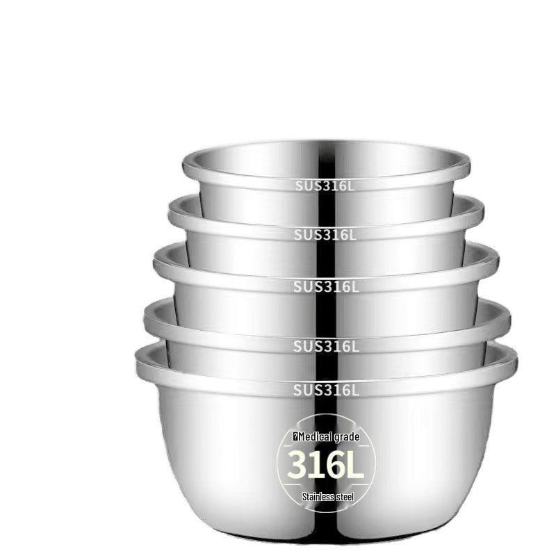 German Stainless Steel Bowl Set for Vegetable Washing, Egg Beating, Dough Kneading, and Cooking - Free Shipping