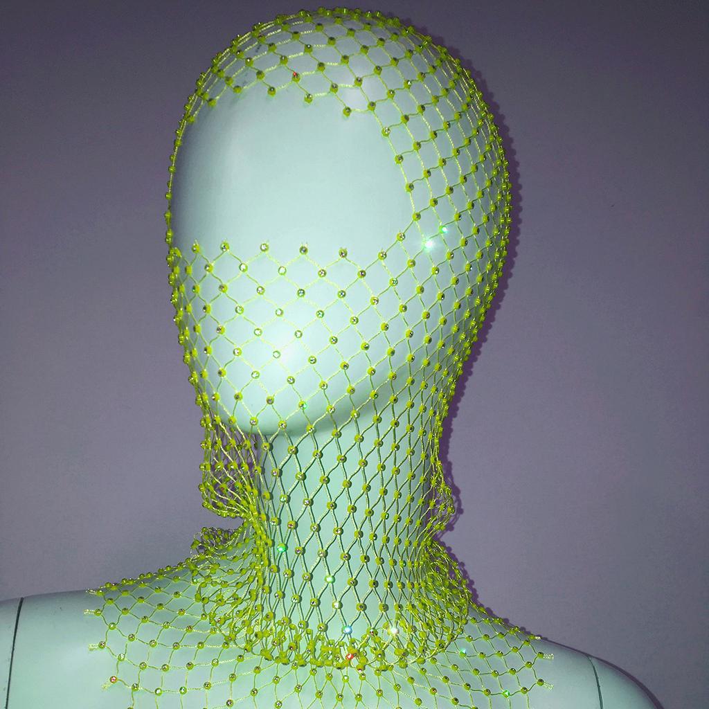 Fashion Bling Rhinestone Face Mask Full Coverage Sun Protection Stylish Face Shield Headgear