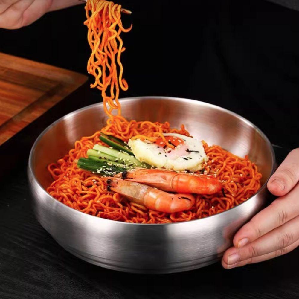 Large Capacity Korean Stainless Steel Bowl Anti-scald Salad Bowl Durable Soup Bowls  Kimchi