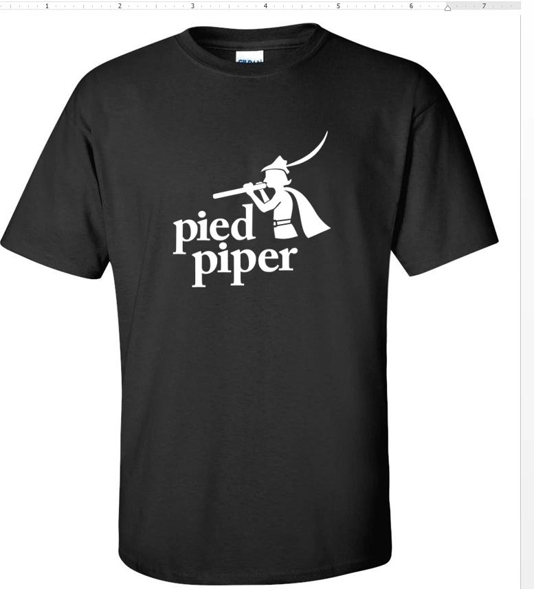 DJ Pied Piper Music Logo Men s Black White T-Shirt Cotton Shirt S - 5XL S