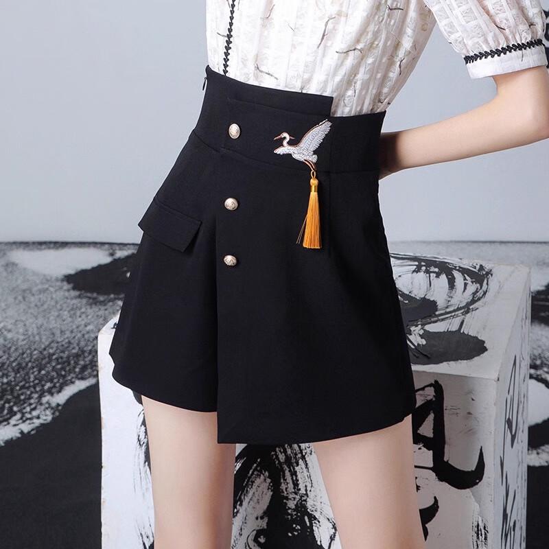 

JK&JS Women s High-Waist Casual Wide-Leg Shorts S