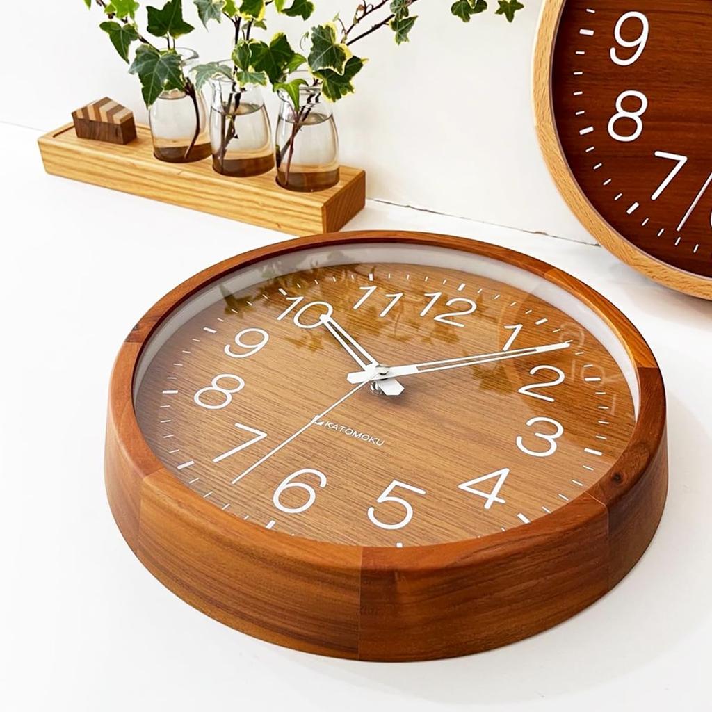 KATOMOKU Muku Clock 2 Walnut Wall Clock with Continuous Second Hand Radio km-46WARCS 306mm (SKP Clock)