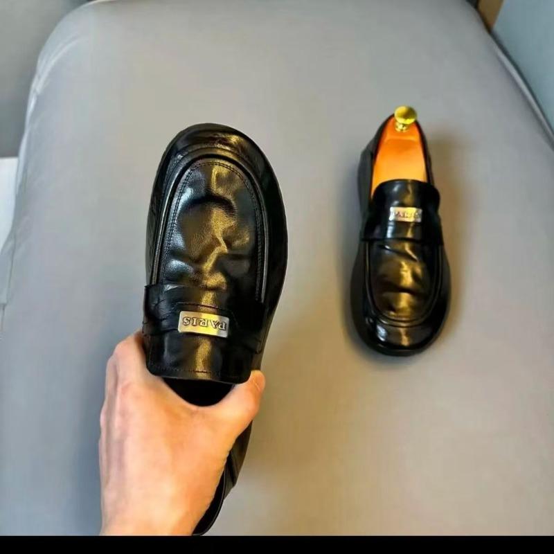 Guangzhou spring new men's shoes business casual soft sole mango hand grab cowhide glue-free Doudou shoes leather shoes high-end men