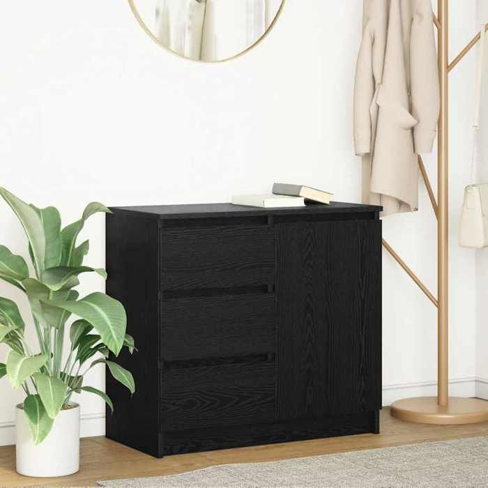 VidaXL Buffet with Drawer Black Oak 71x35x65 Cm Engineered Wood, Storage Furniture, Buffet, Entryway Furniture, Furniture 861572