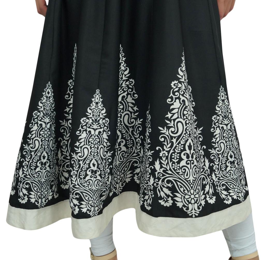 Bimba Black Casual Ethnic Kurti Long Anarkali Designer Digitally Printed