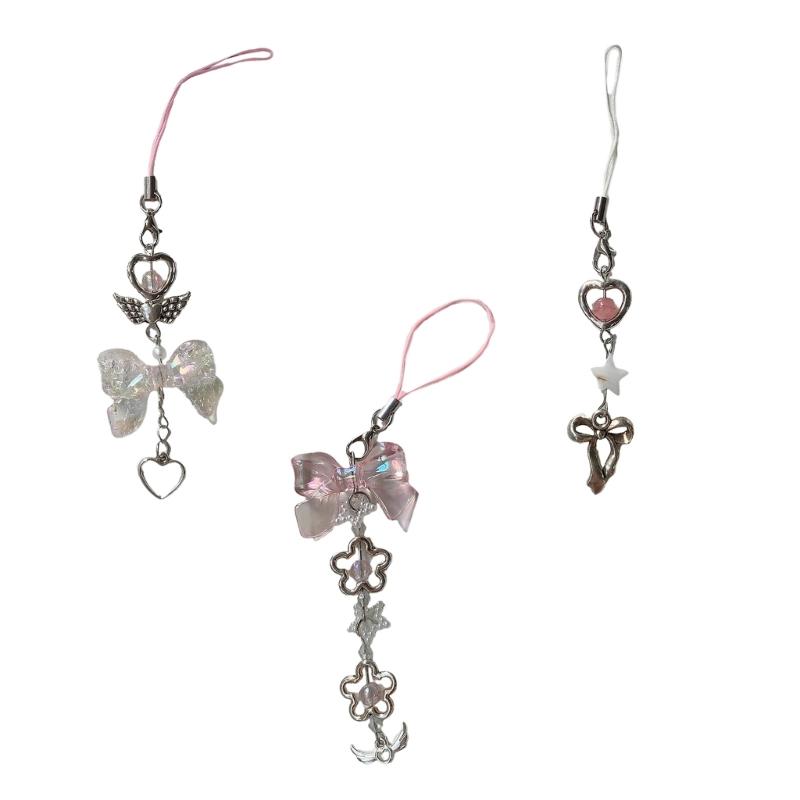 Trendy Bowknot Charm Stylish Keychain Fringe Chain Durable Phone Lanyard Long Lasting Phone Jewelry Suitable for Phone