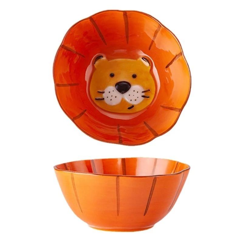 Cartoon Pumpkin Shape Ceramic Tableware Little Lion Children's Rice Bowls Cute Soup Bowl Dish Ceramic Mug Halloween Tableware