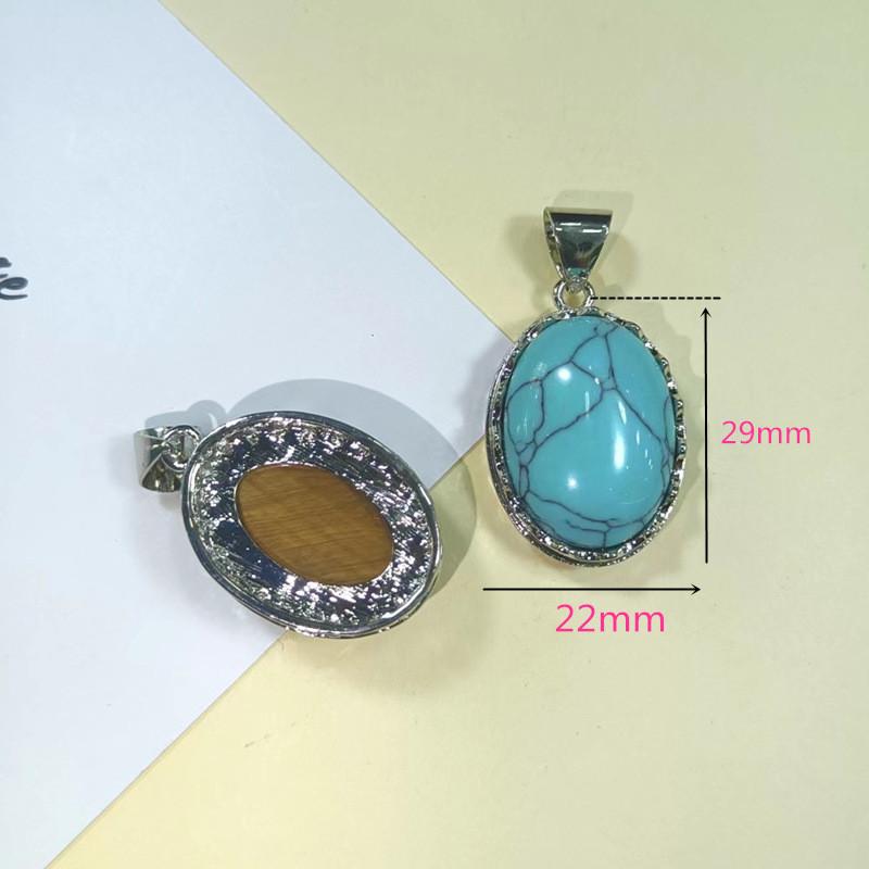 Geometric Shell Pendant With Synthetic Turquoise And Natural Purple Crystal For Fashion Jewelry