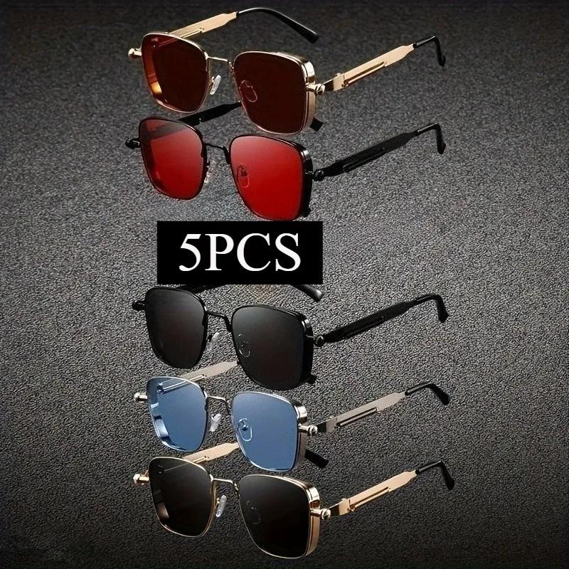 5PCS Steampunk Square Glasses Set for Men Fashionable Decorative Eyewear Accessories