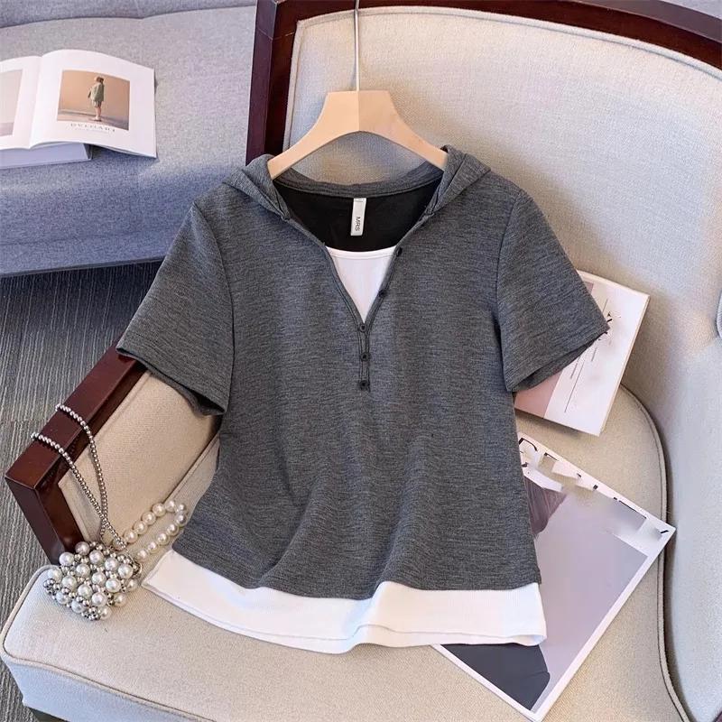Original Craft Damen Sportbekleidungsset Sommer Kurzarm Lässig Stilvoll Zweiteilig Übergröße Modisches Outfit Ensemble