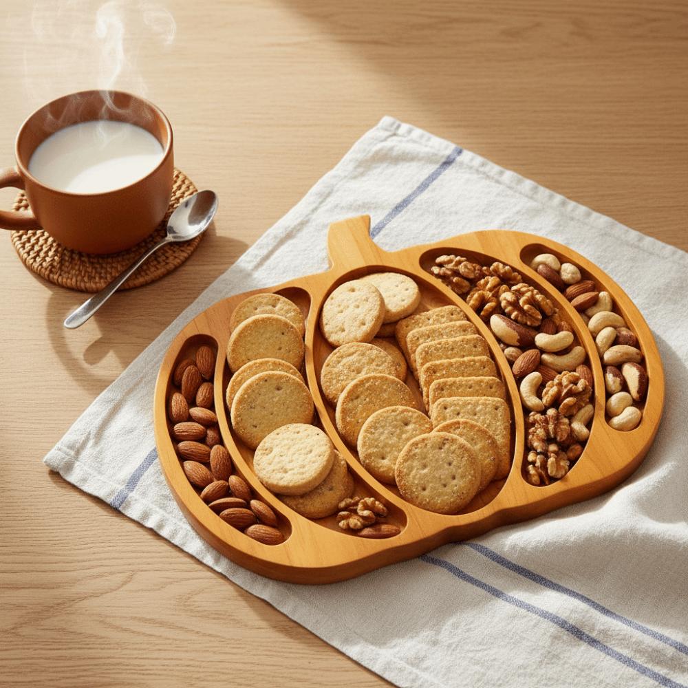 5 Grid Snack Serving Plate with Compartment Nut Platter Halloween Pumpkin Snack Tray Tea Table