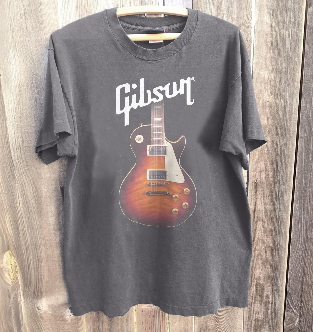 HOT! New Gibson Tee Les Paul Guitar Unisex T-Shirt Charcoal L