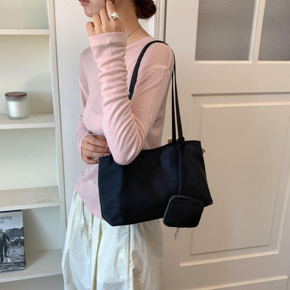 Elegant Nylon Tote Bag Multi-layer Multiple Compartments Handbag Casual Computer Bag Computer Use
