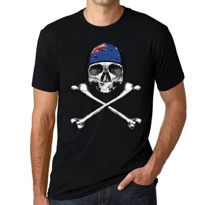 Grafisches Herren-T-Shirt – Australisches Creepy-Shirt mit Totenkopf und gekreuzten Knochen