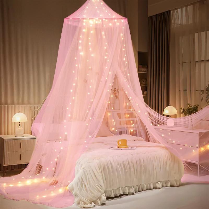 Colorful Hanging Mosquito Net Dreamy Rainbow No-Install Single-Door Dome Bed Canopy Kids Encrypted