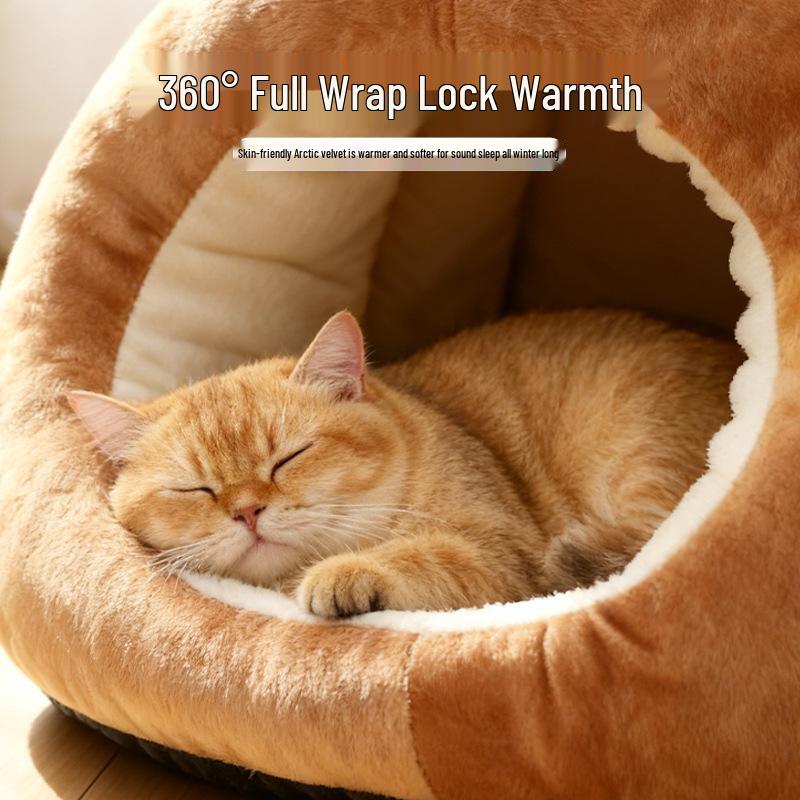 Cozy Warmth Closed Nest for Medium & Small Dogs and Cats - Ideal for Deep Sleep & Kitten Kneading.