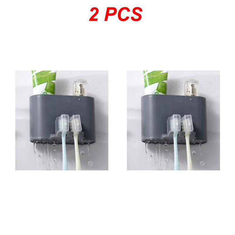 Toothbrush Holder Punch-free Wall-mounted Toothbrush Holder Shaver Toothpaste Mouthwash Cup Storage Rack Bathroom Accessories