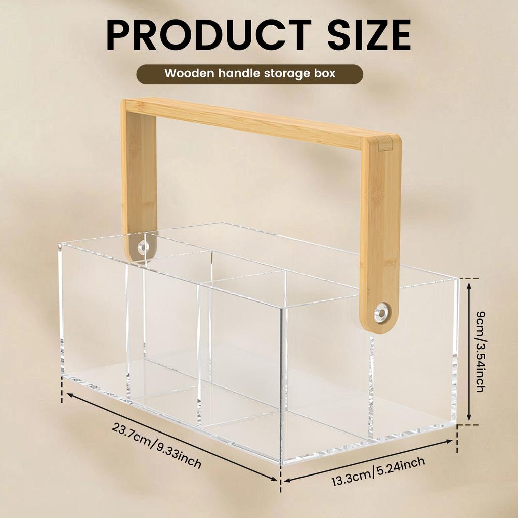 Acrylic Cutlery Holder Kitchen Silverware Organizer with Handle and 4 Compartments Cutlery chopstick Forks Spoons Storage Picnic