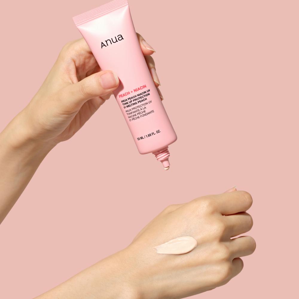[UV Aging Care] ANUA Peach Niacin UV Tone-Up Protection Double Set 50ml × 2 – Brightening Sunscreen Base