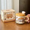 Creative Bread Cat Ceramic Mug, High Beauty Coffee Mugs with Lid, Home Drinking Tea Cup, Christmas Birthday Gift Kawaii Cup