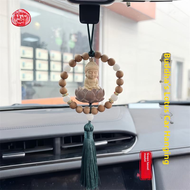 Boxwood Buddha & Guanyin Car Rearview Mirror Pendant Ornament