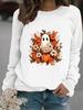 European and American Women's Autumn/Winter Casual Long-Sleeve Round Neck Ghost Floral Print Pullover Hoodie
