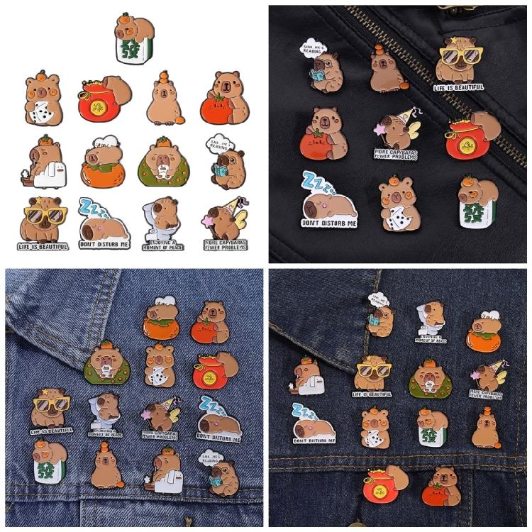 Waterproof Animal Pins Unique Capybaras Collectible Badges for DIY Crafts Lovely Unisex Fashion Broosh Jewelry