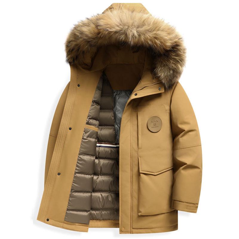 Męska wodoodporna zimowa parka z kapturem w dużym rozmiarze: Gruby, ciepły płaszcz roboczy do sportów outdoorowych.