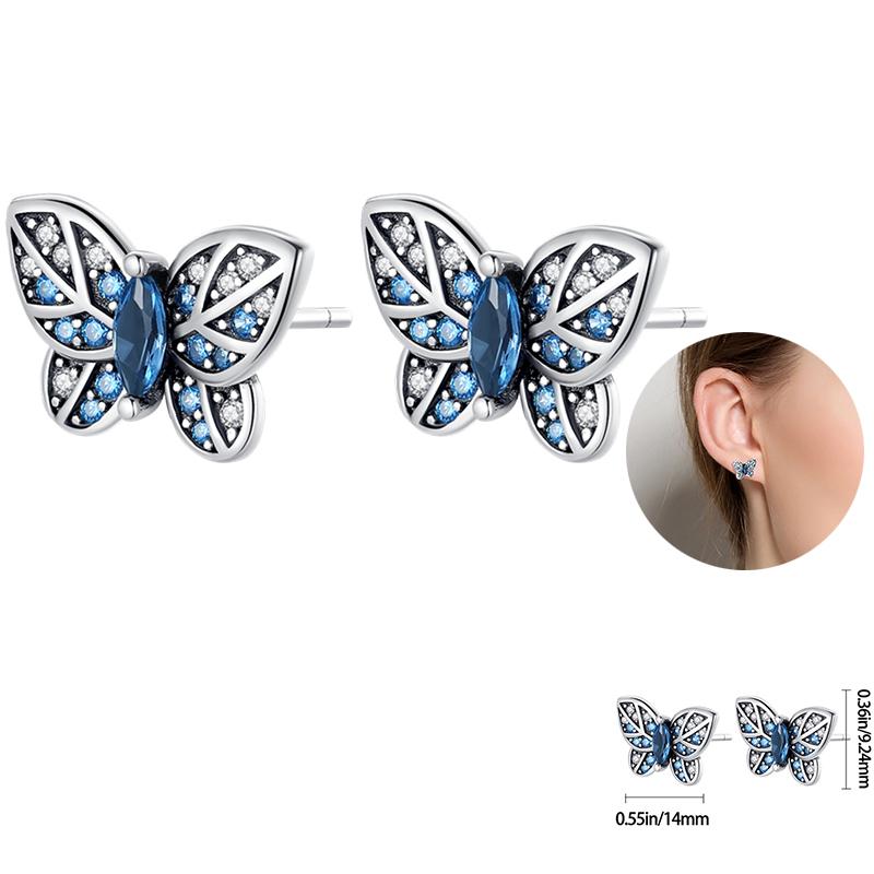 Ladies Sweet 925 Silver Ocean Star Flower Butterfly Design Trendy Earrings Birthday Commemoration Day Fine Sweetheart Jewelry