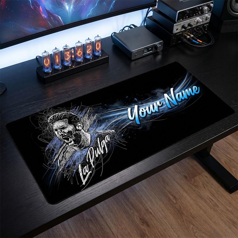 Tappetino per Mouse Grande Personalizzato Lionel Messi, Stampa Testo Nome Personalizzato, Tappetino da Scrivania Antiscivolo con Logo Calcio, Regalo per Gamer
