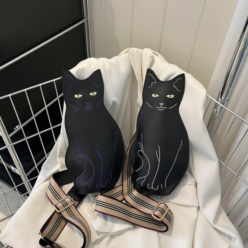 Girly personality styling cat cute ladies breast bag Korean version ins simple mobile phone shoulder messenger bag