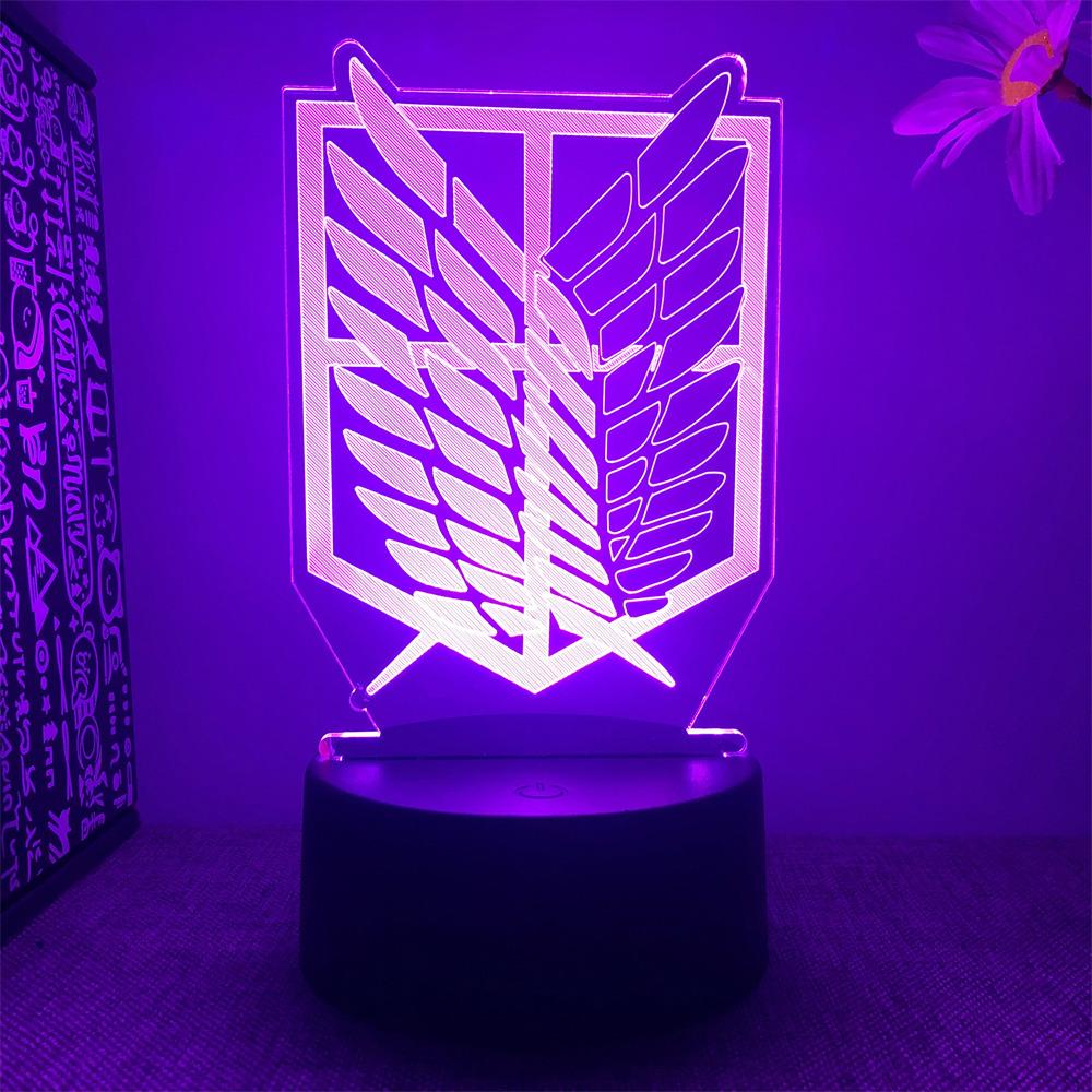 Attack on Titan 3D Lamp Anime Figures LED Night Light 16 Colors Lamps Remote Control RGB Decoration Bedroom Home Children Gifts