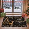1pc, 2D Flat Printing, Black and Golden Style Christmas Reindeer and Christmas Tree Holiday Doormat, Entrance Mat for Front Door and Living Room, Non-