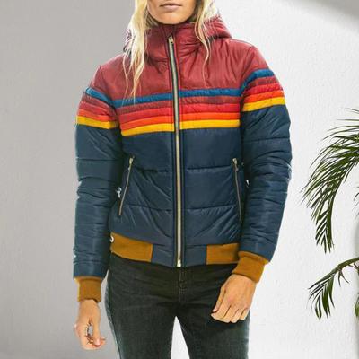 Cappotto Invernale in Cotone Yousheng con Tasche Coloblock Chiusura a Zip con Cappuccio Imbottito Antivento Cardigan Corto Polsini e Fondo Elasticizzati Giacca in Cotone