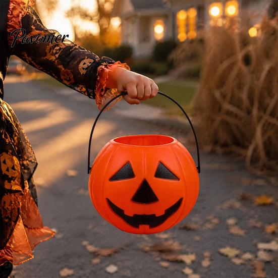 Großer Süßigkeiteneimer 1/2/3 Stück Halloween Kürbis Eimer, Süßes oder Saures Halter Korb, Jack-O-Lantern Süßigkeiten Eimer mit Griff, Partygeschenke