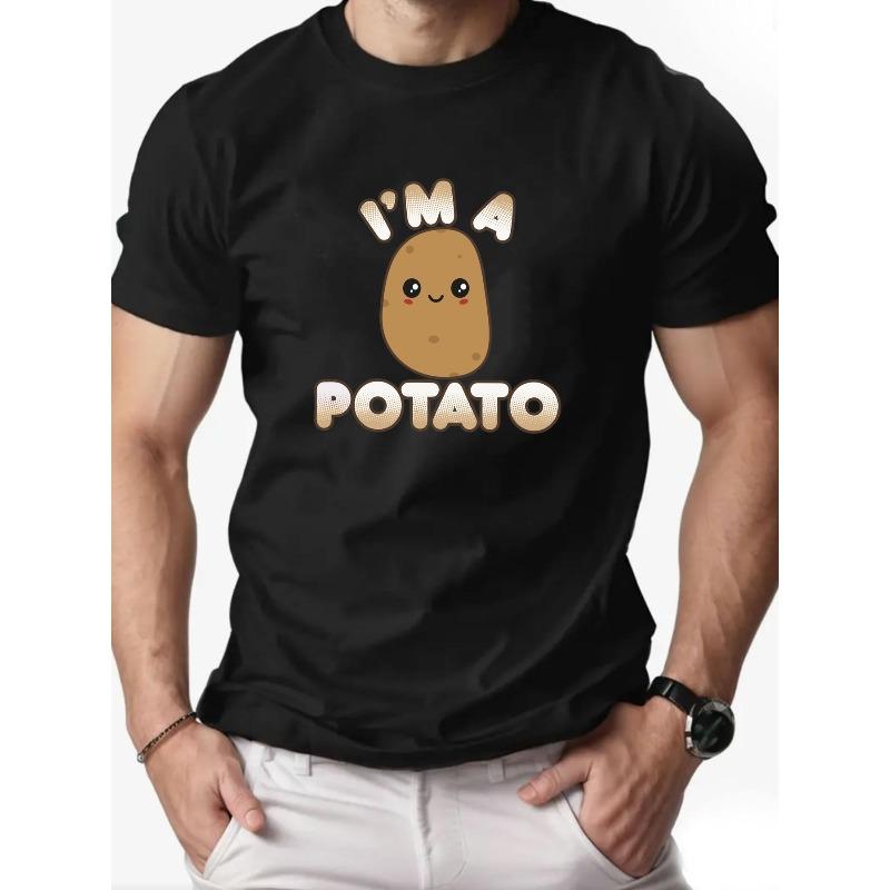 Men'S Summer Casual Short-Sleeve T-Shirt with Potato Pattern