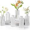 6pcs Coloful Vintage Vase Glass Relief Vase Hydroponic Flower Glass Vase Home Table Flower Decor Wedding Party Decorations