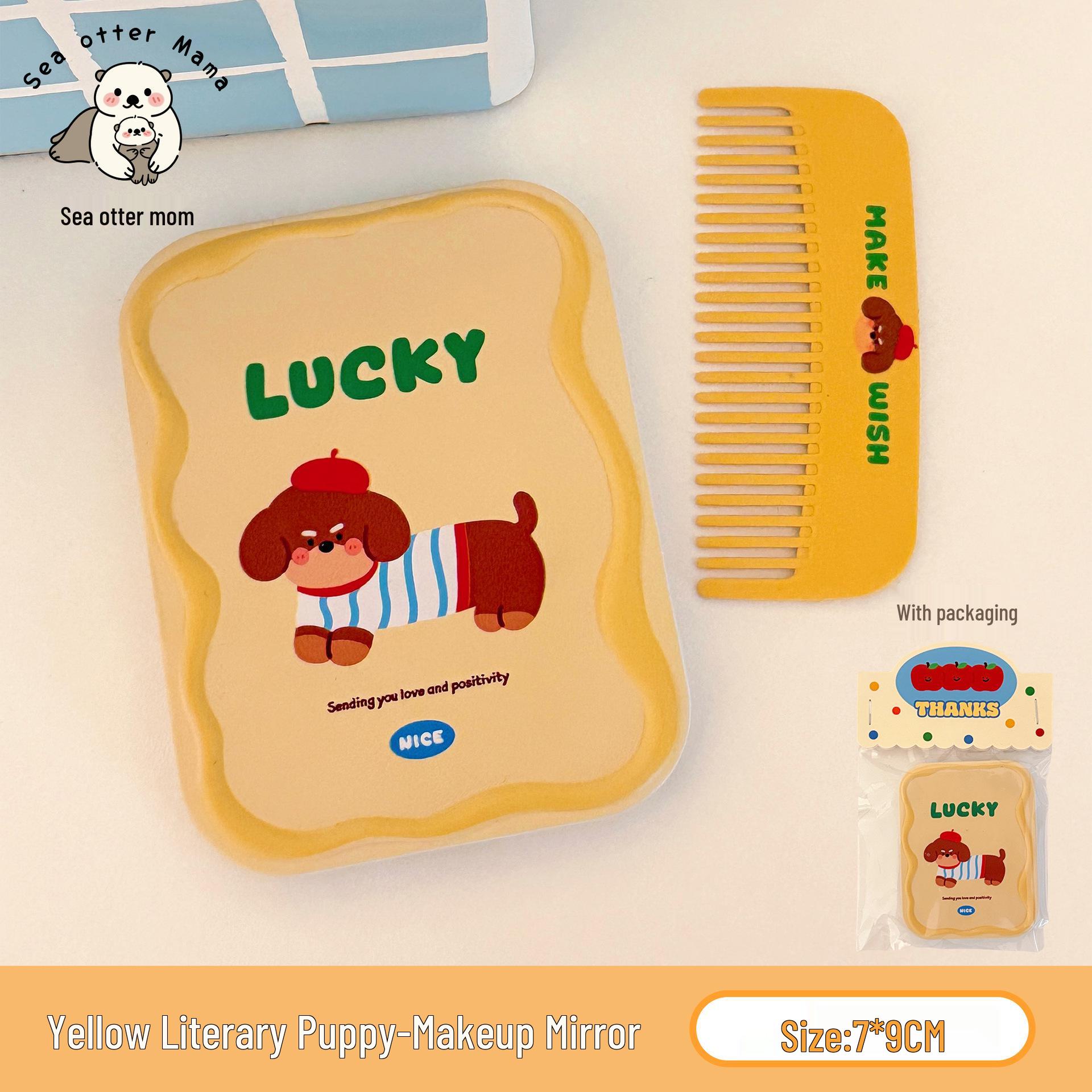 

Tengyi Cute Portable Mini Makeup Mirror with Folding Comb for Girls 7*9cm