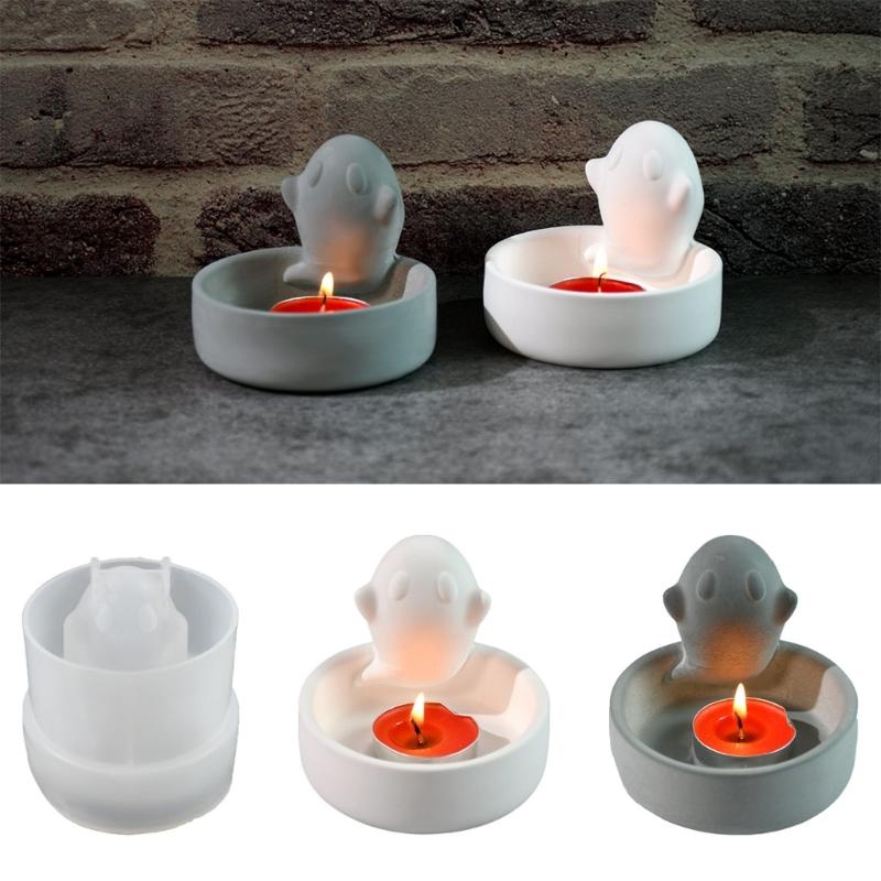 Candlestick Silicone Mold Halloween Spirit Candle Base Mold High Temperature Resistant Candle Holder Decorations Mould