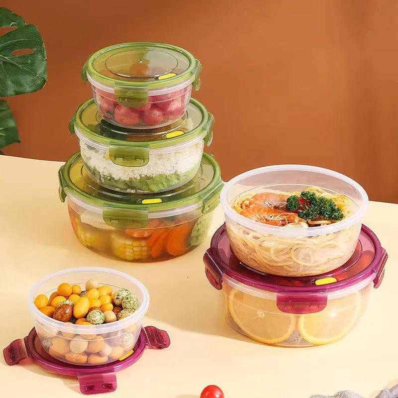 Fresh-keeping Box Can Be Heated in Microwave Oven, Kitchen Refrigerator Freezer Storage Box, Transparent Lunch Box with Lid