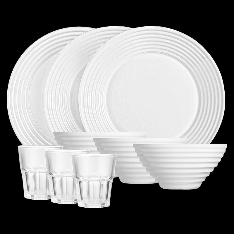 Luminarc White Jade 9-Piece Glass Dinnerware Set
