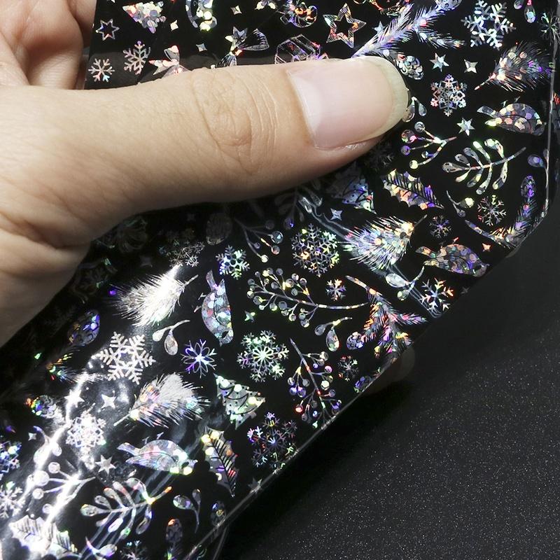 2Sets 16Sheets Fashion Nail Christmas Image Holographic Nail Foil Set Snow Flower Star DIY